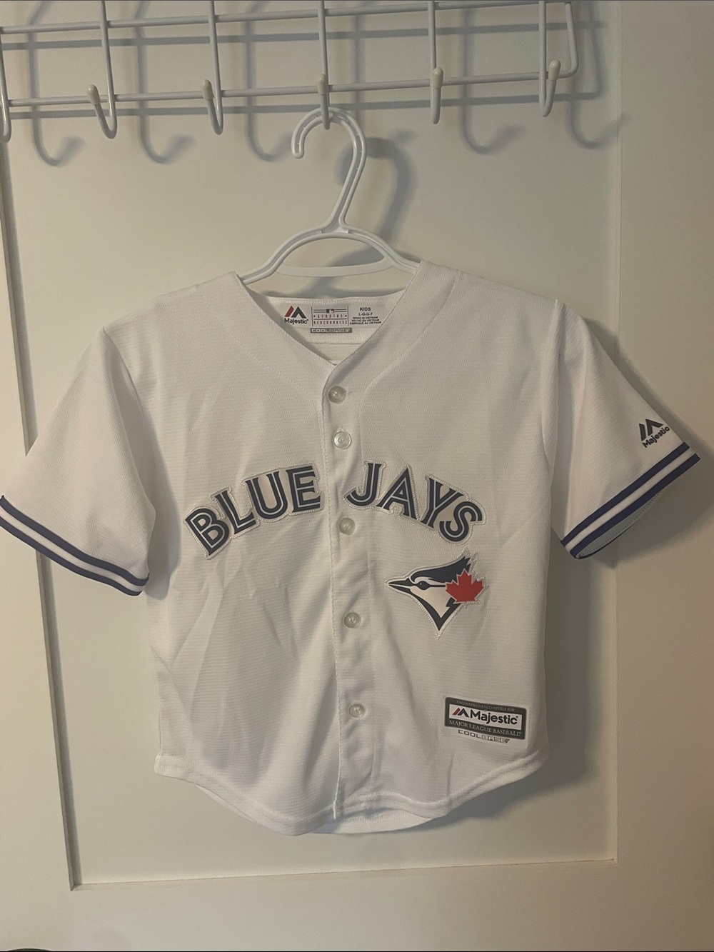 Majestic White Toronto Blue Jays Kids Baseball Jersey with Navy Trim
